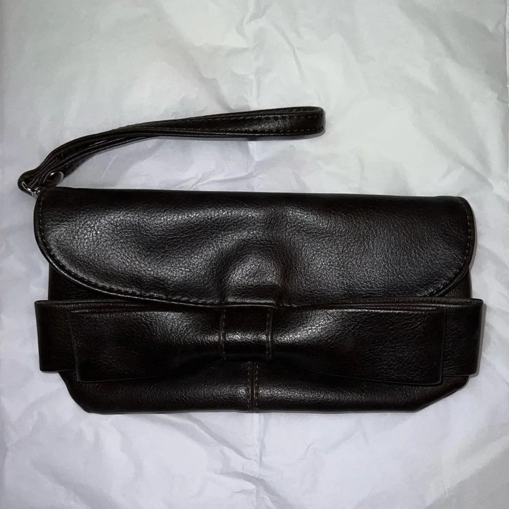 Coquette Aldo Brown Bow Evening Wristlet